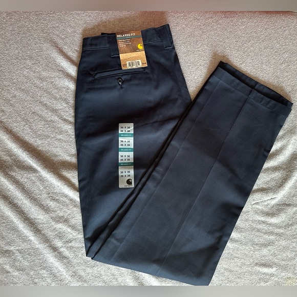 Carhartt Navy Blue Dress Pants Relaxed Fit - Picture 1 of 4